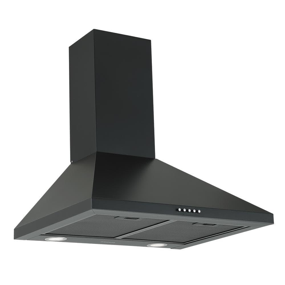 Ancona 24 in 440 CFM Convertible Wall Mount with Light Pyramid Range Hood in Matte Black