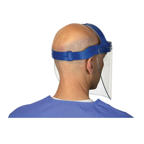 Suncast Commercial Fully Assembled Full Length Face Shield with Head Gear， 16.5 x 10.25 x 11， Clear/Blue， 16/Carton (HGASSY16)