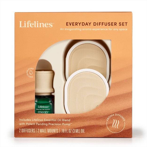 2pk Everyday Diffuser Set Plus Essential Oil Blend Lifelines