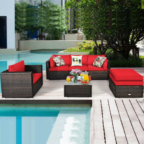 Costway 43698701 6 Pcs Patio Rattan Furniture Set ...