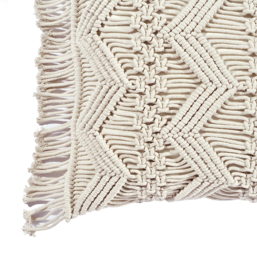 Lush Decor Studio Chevron Macrame Decorative Pillow Single