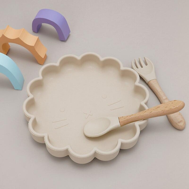 Bpa Free Children's Tableware Oval Lace Cute Food Plates Waterproof Bowl Plates Solid Color Spoon Fork Set Baby Stuff