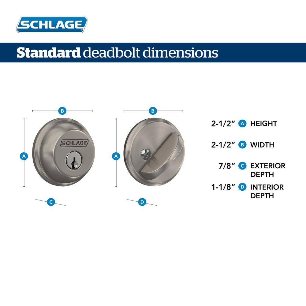 Schlage Satin Chrome Single Cylinder Deadbolt - Light Commercial B60CS G 626