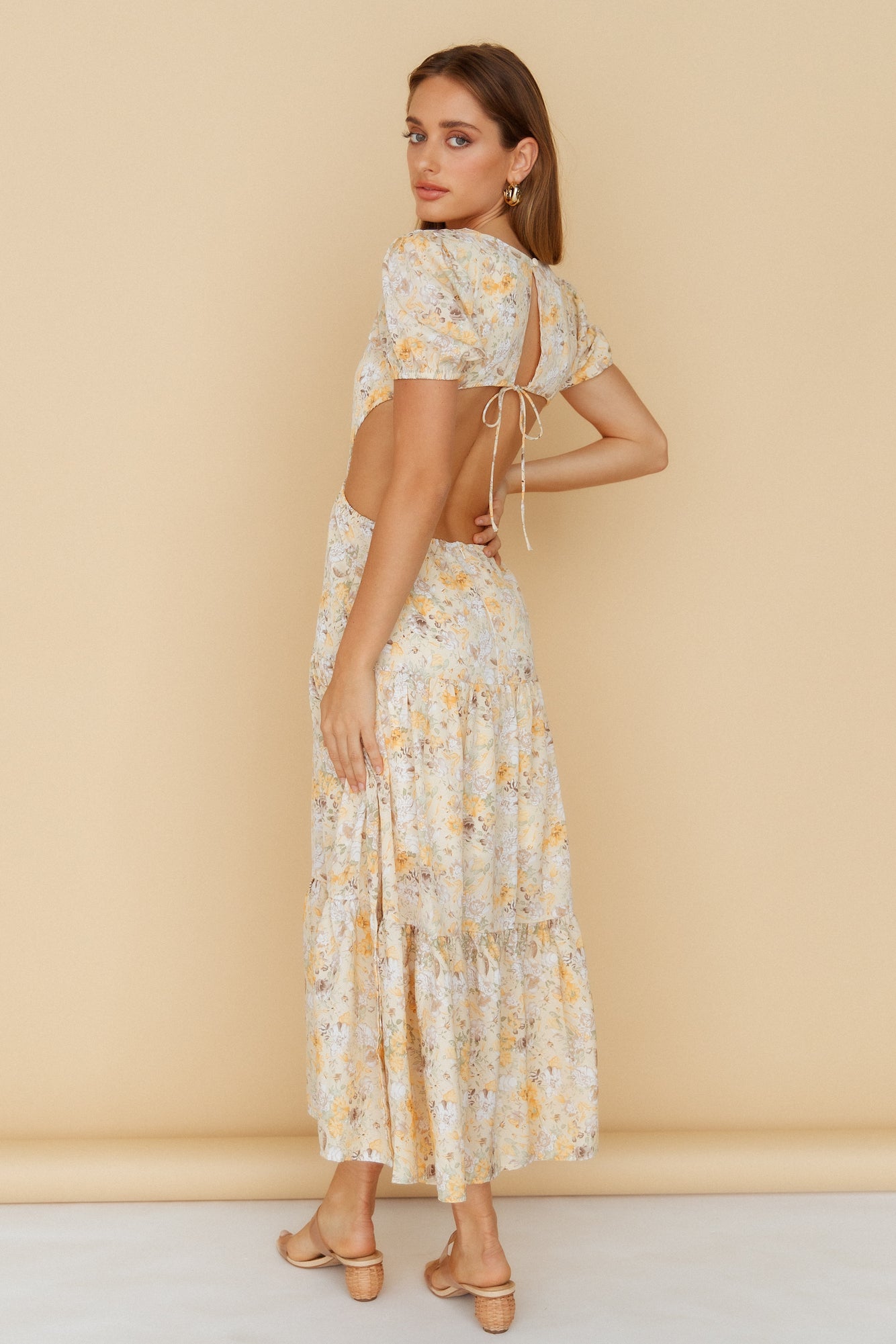 Flow Down Gently Midi Dress Yellow