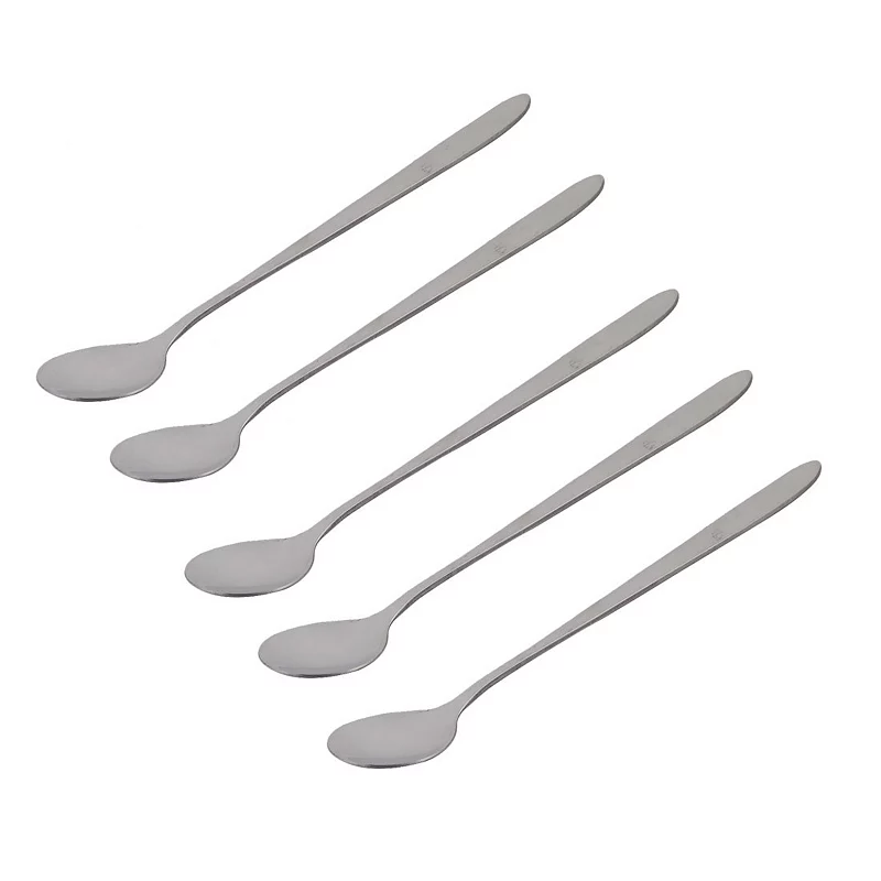 5pcs Stainless Steel Tea Coffee Dessert Stir Long Handle Spoon 7.4 Silver Tone