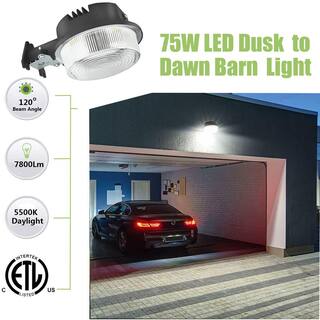 WYZM 500- Watt Equivalent Integrated LED Black 7800 Lumens Dusk to Dawn Outdoor Area Light Flood Light 5500K White Yard -75W-B