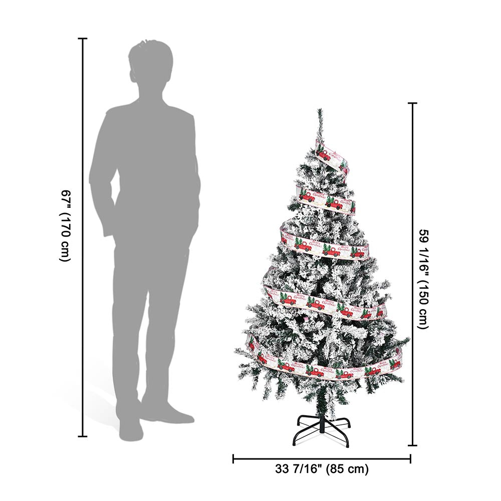 Yescom Flocked Christmas Tree White (7.5ft, 5ft, 3ft Options)