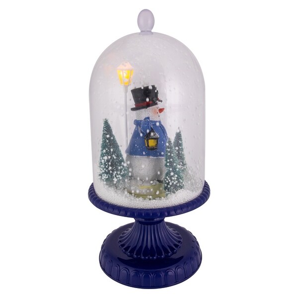 13.5 LED Snowing Musical Snowman Under Cloche Christmas Decoration