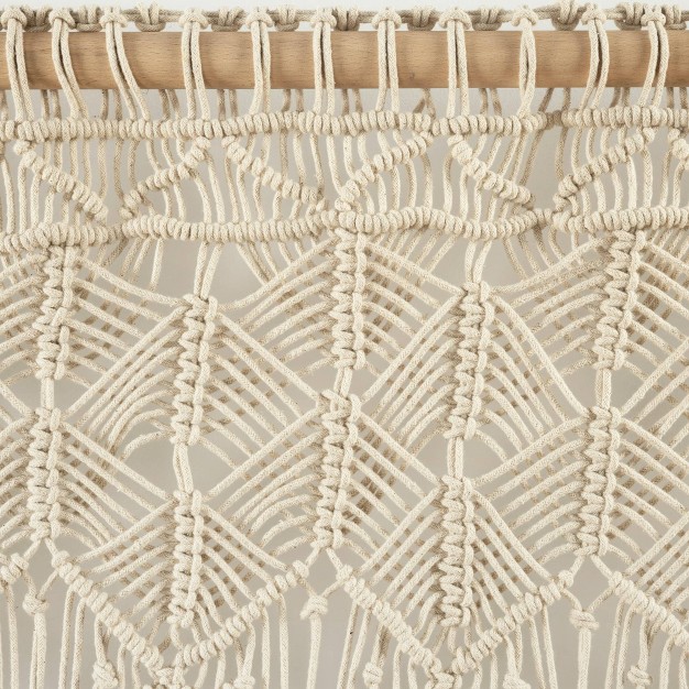 Boho Macrame Tassel Cotton Window Valance Tan Lush D cor