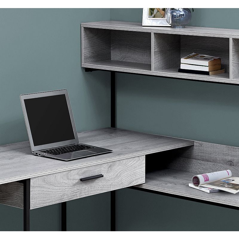 59 Gray and Black Contemporary L-Shaped Computer Desk