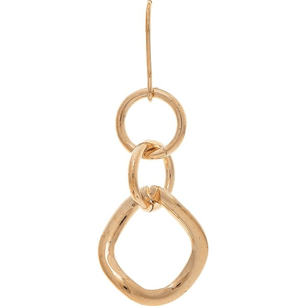 Rain  Gold Shiny Triple Rings Earrings