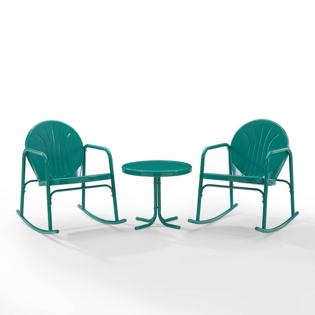 Griffith 3pc Outdoor Rocking Chair Set Turquoise Crosley