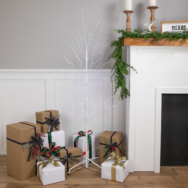 5' LED Lighted White Birch Christmas Twig Tree