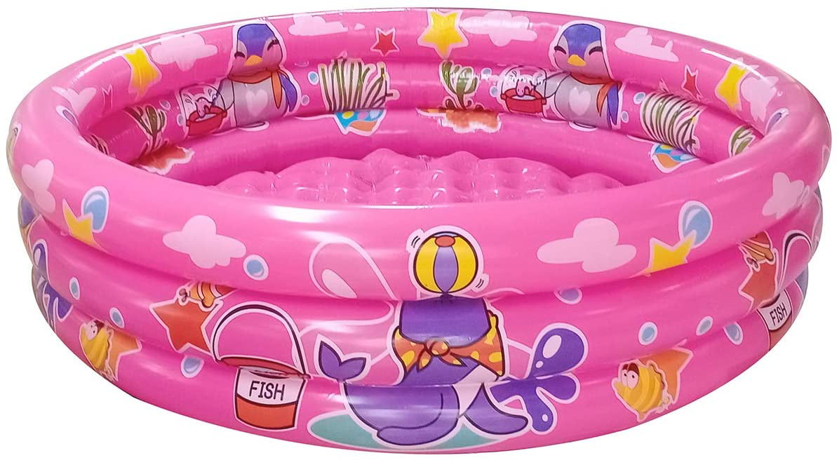 10Leccion Inflatable Baby Pool, Pink Swimming Pool for Kids, Round Blow up Toddler Ball Pool