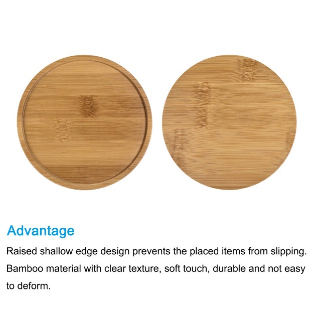 Unique Bargains Indoor Round Bamboo Planter Saucer Drip Tray Plant Drainage Trays 2 Pcs