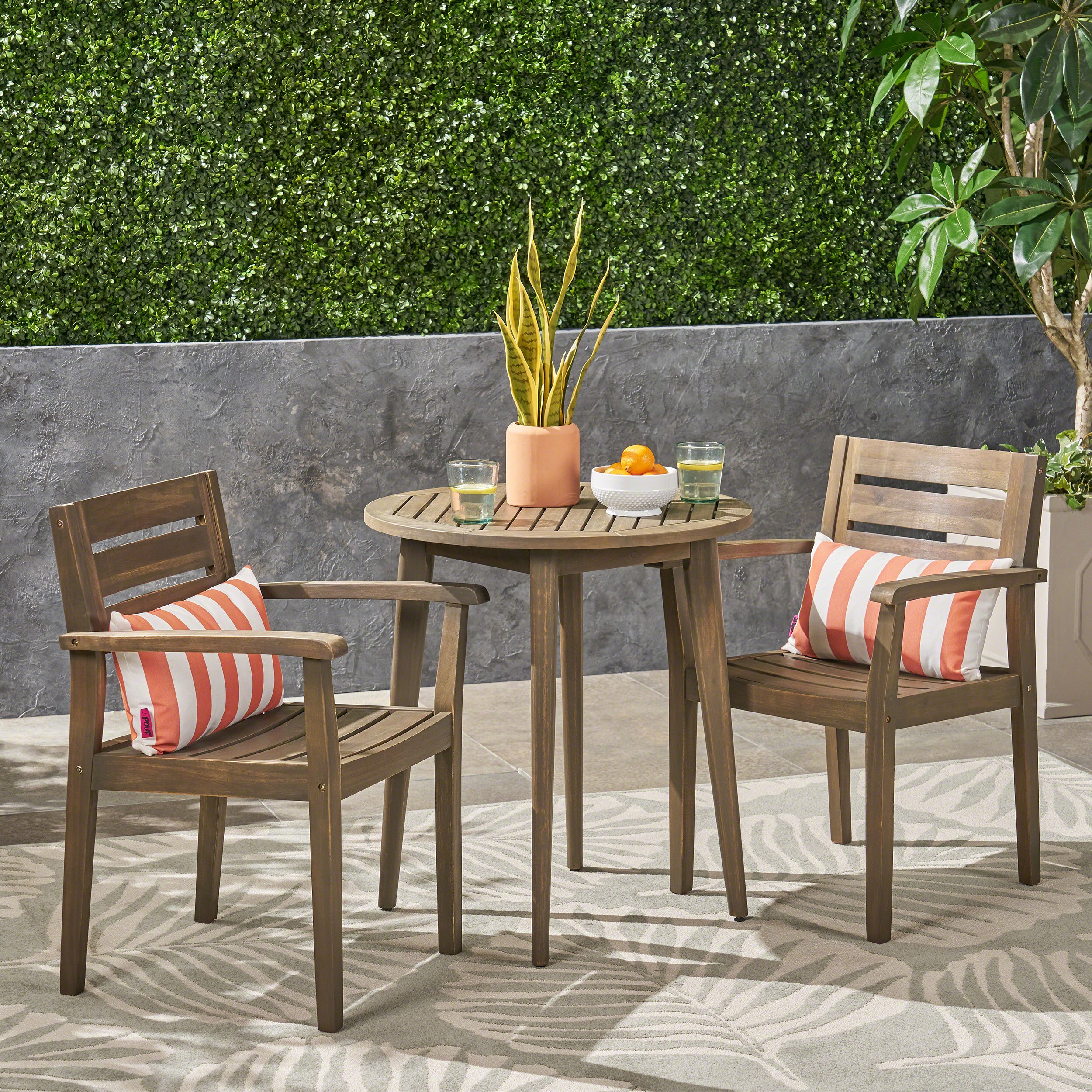 Kuhn Outdoor 3 Piece Acacia Wood Bistro Set