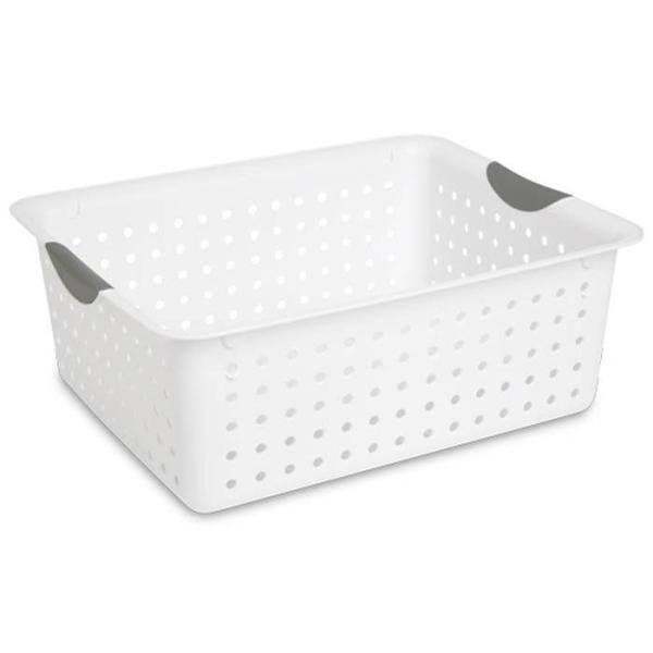 Sterilite Multi-Size White Plastic Storage Basket Organizer Bundle Set (30-Pieces) 6x16268006 + 12x 16248006 + 12x 16228012