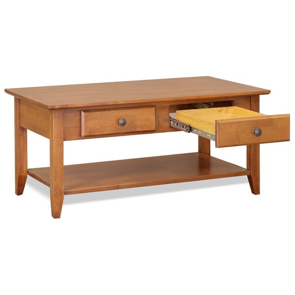 2 Drawer Solid Wood Coffee Table