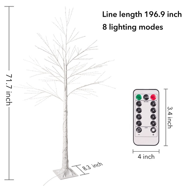 Lighted Twig Birch Tree with Fairy Lights 6ft Birch Tree 440LED Warm 8 Lighting Modes Artificial Plant (Plugin)