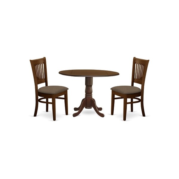 3-piece Dining Set - A Kitchen Table with 2 Drop-leaves and 2 Dining Room Chairs- Espresso Finish (Seat's Type Options)