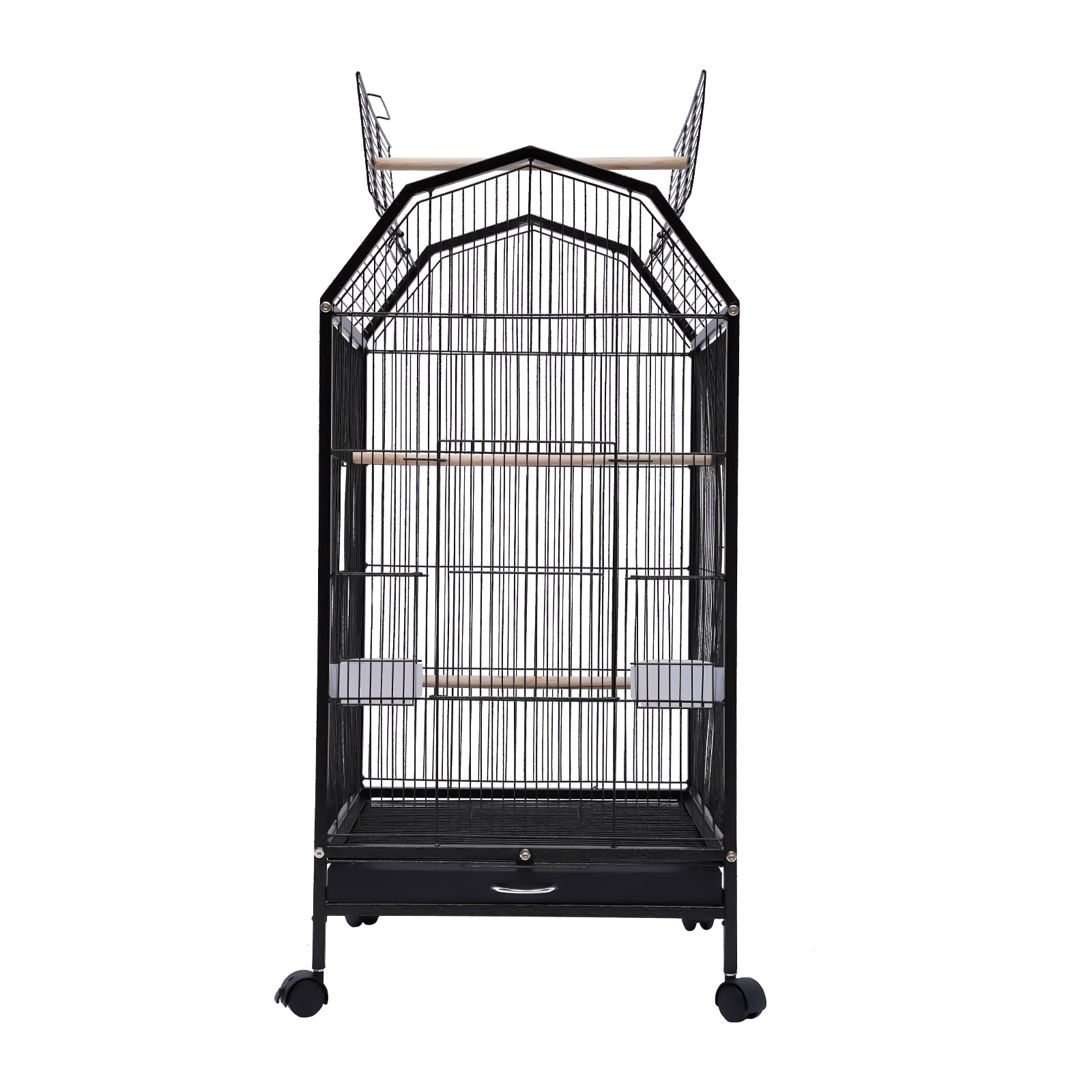 Miumaeov Parakeet Bird Cage with Stand Metal Pet Bird Flight Cages Large Finch Bird Cage for Conure Canary Parakeet Macaw Finch Cockatoo Budgie Cockatiels Parrot Pet House， Black