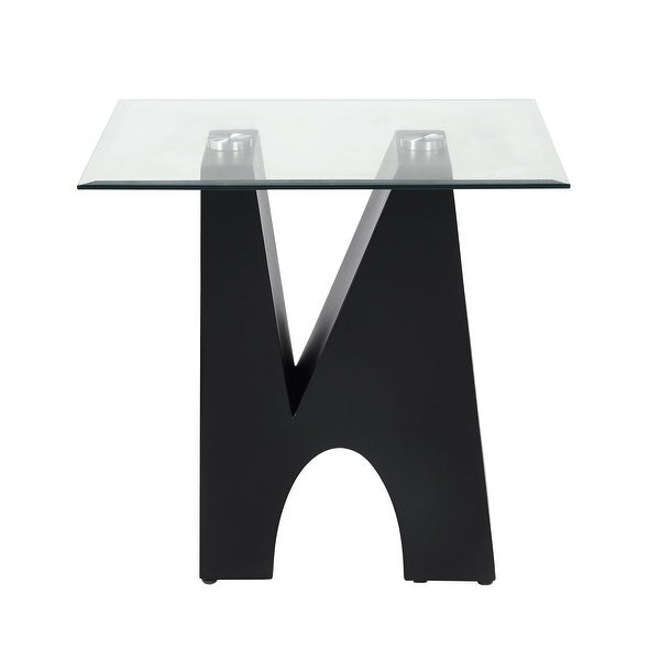 Noele Modern Black and Glasstop End Table by Furniture of America