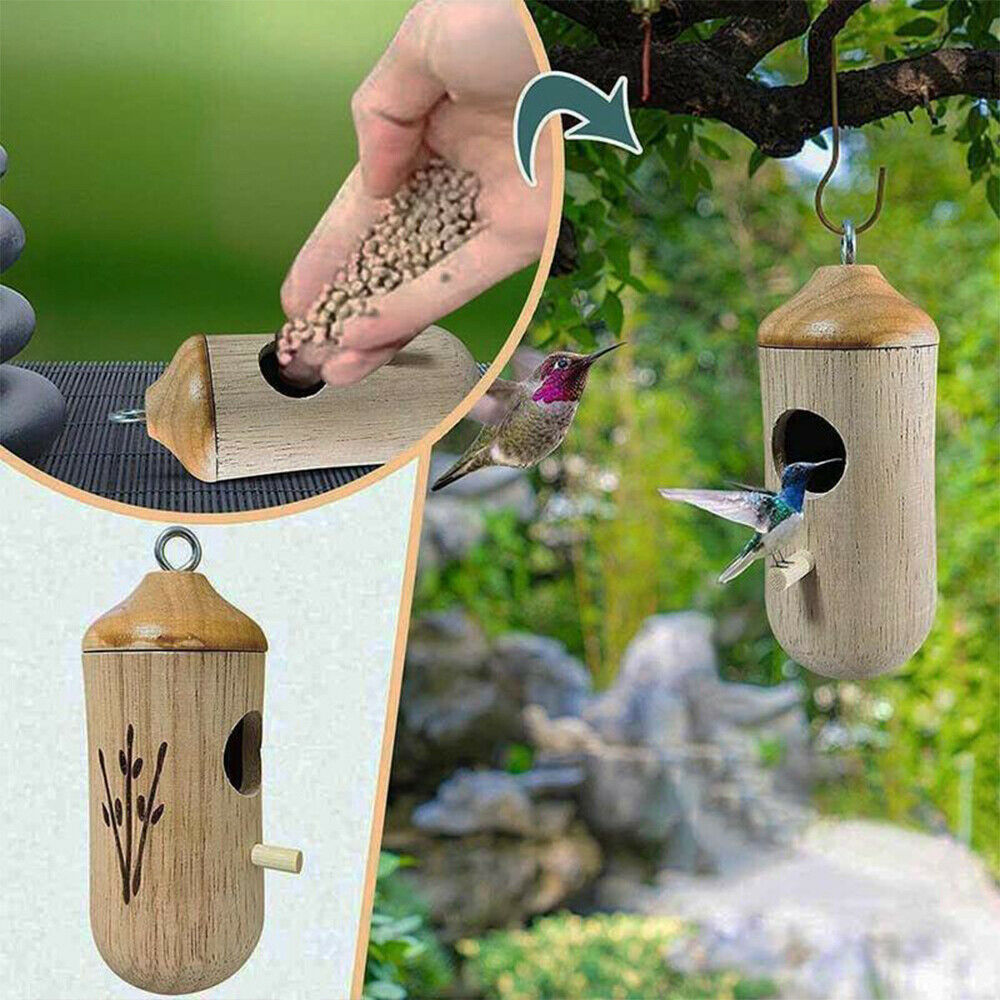 JahyShow Hummingbird House Wooden Hummingbird Nest Bird House Handicraft Bird Feeder Outdoor Garden Decoration