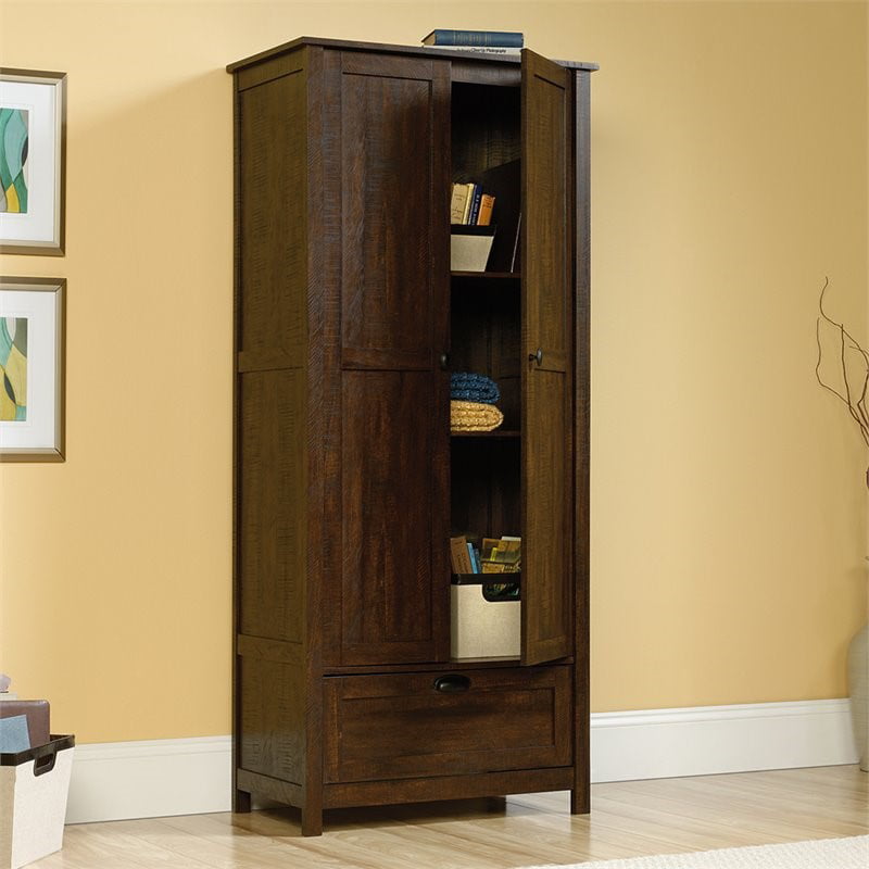 Sauder Storage Cabinet, Rustic Walnut Finish