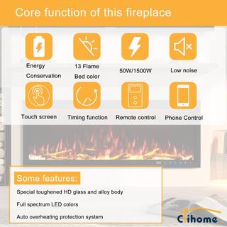 Clihome 84 in. W Wall-MountedInserted Electric Fireplace in Black CL-BI88Z