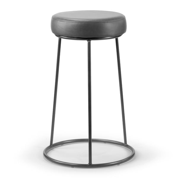 Set of 2 Amie Grey Backless Counter Stool with Gunmetal Grey Frame