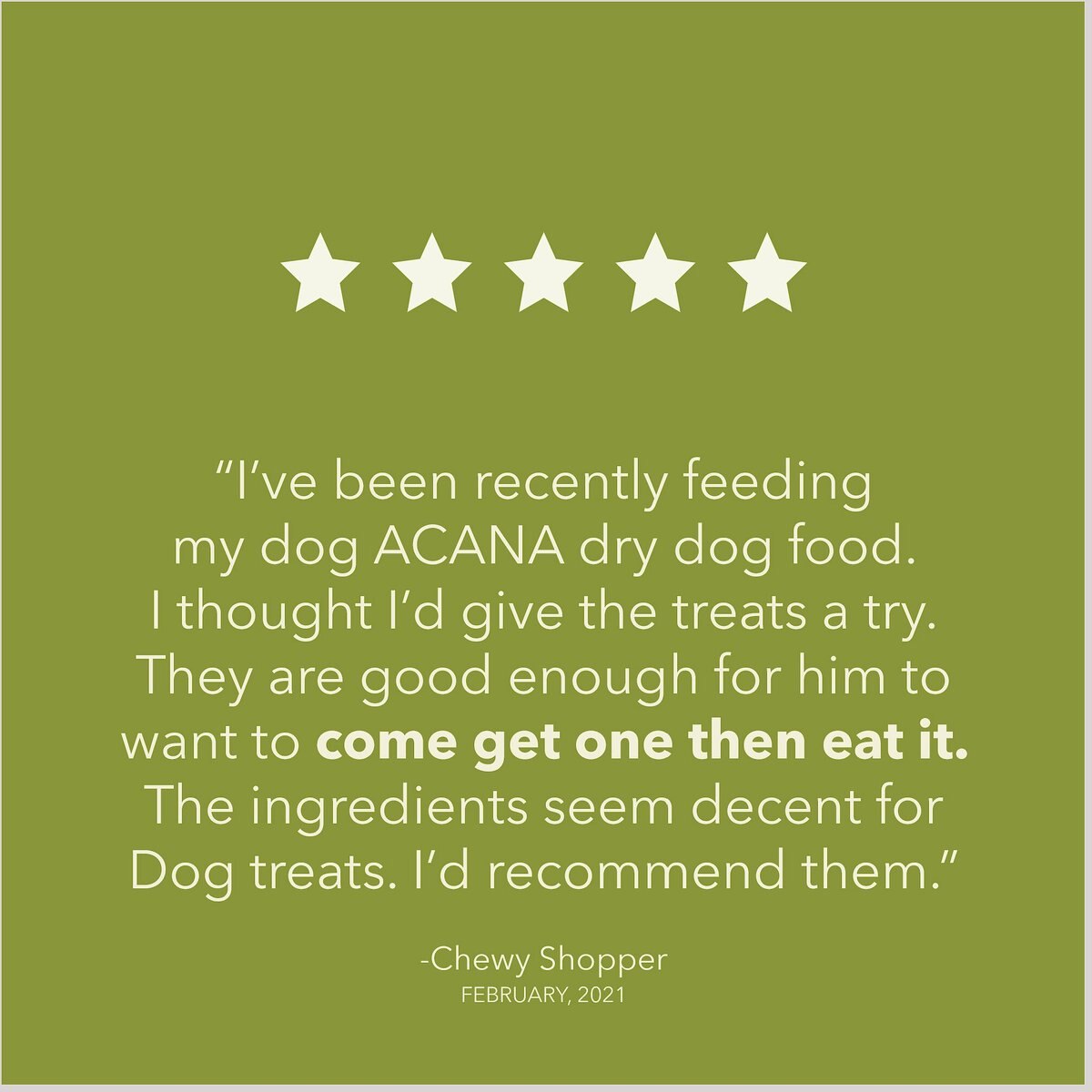 ACANA High-Protein Biscuits Grain-Free Chicken Liver Recipe Med/Large Breed Dog Treats， 9-oz bag