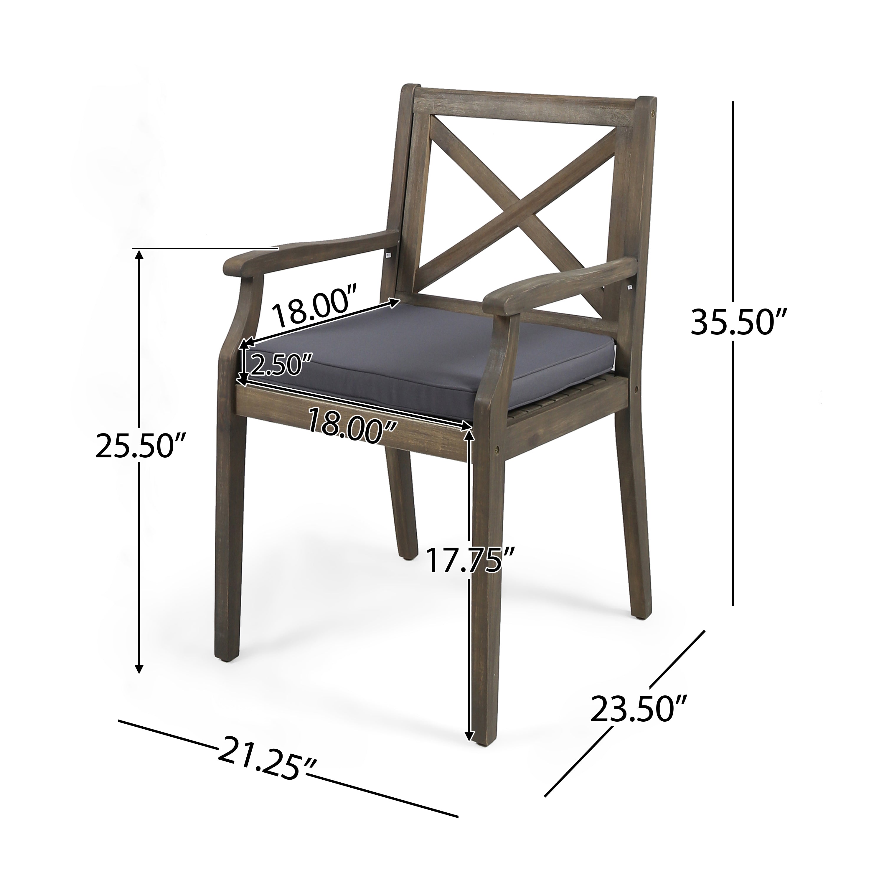 Justin Outdoor Farmhouse Slat-Top 7 Piece Acacia Wood Dining Set with Cushions