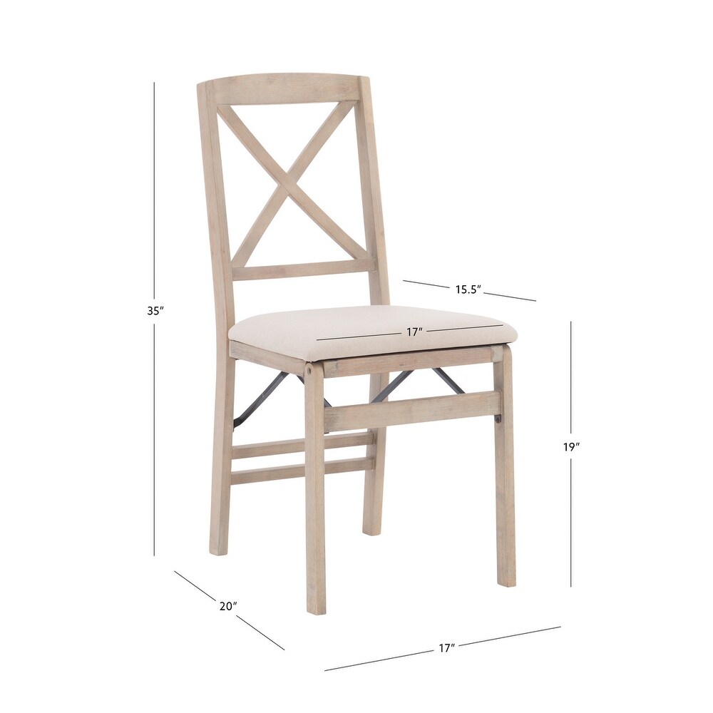 Lesvos X Back Grey Wash Folding Side Dining Chair (Set of 2)