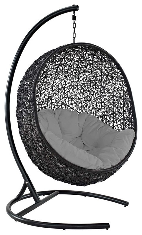 Afuera Living Patio Swing Chair in Gray   Hammocks And Swing Chairs   by Homesquare  Houzz