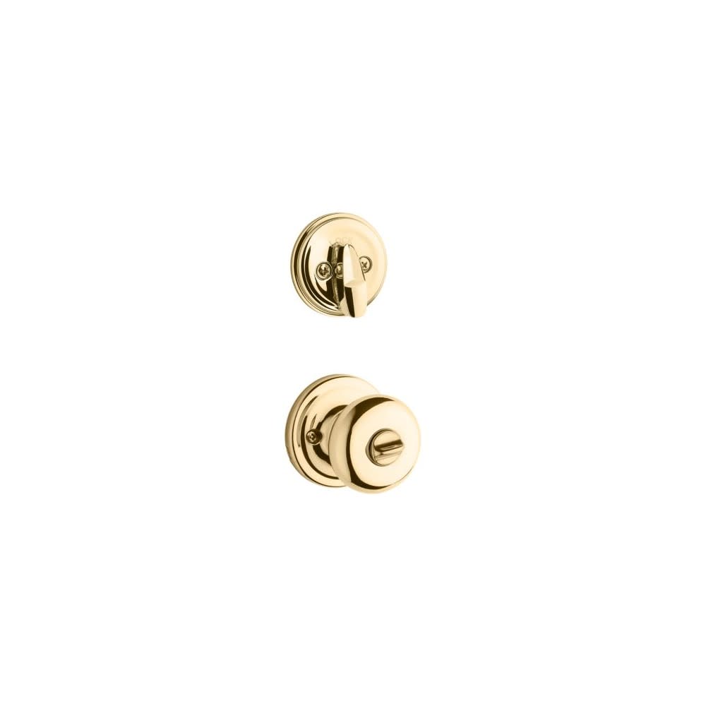 Polished Brass Juno Door Knob and Single Cylinder Deadbolt Set