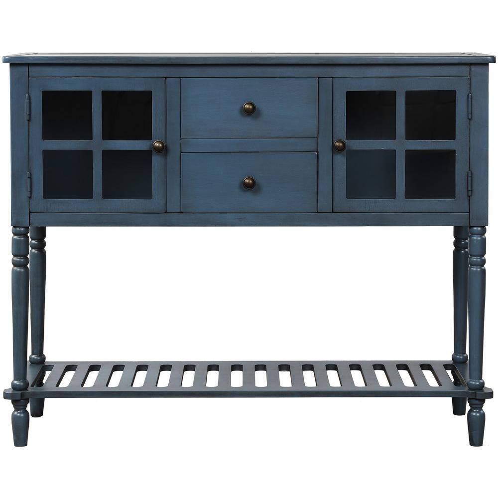 Tileon 42 in. W x 14 in. D x 34.2 in. H in Antique Blue MDF Ready to Assemble Kitchen Cabinet with Solid Wood Frame and Legs AYBSZHD595