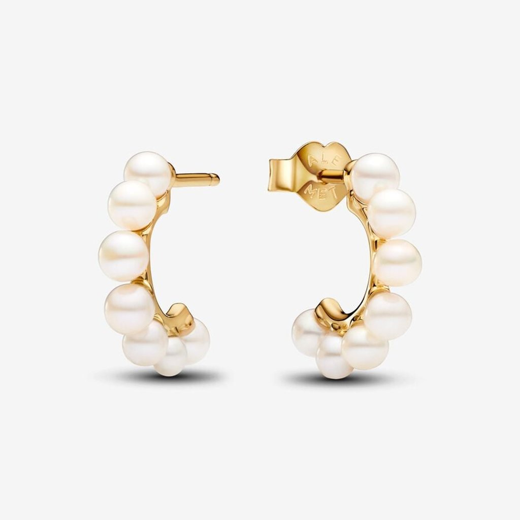 PANDORA  Treated Freshwater Cultured Pearls Open Hoop Earrings - Gold