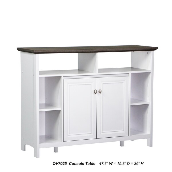 Olivia Console Table with Storage in Grey Oak and White Finish