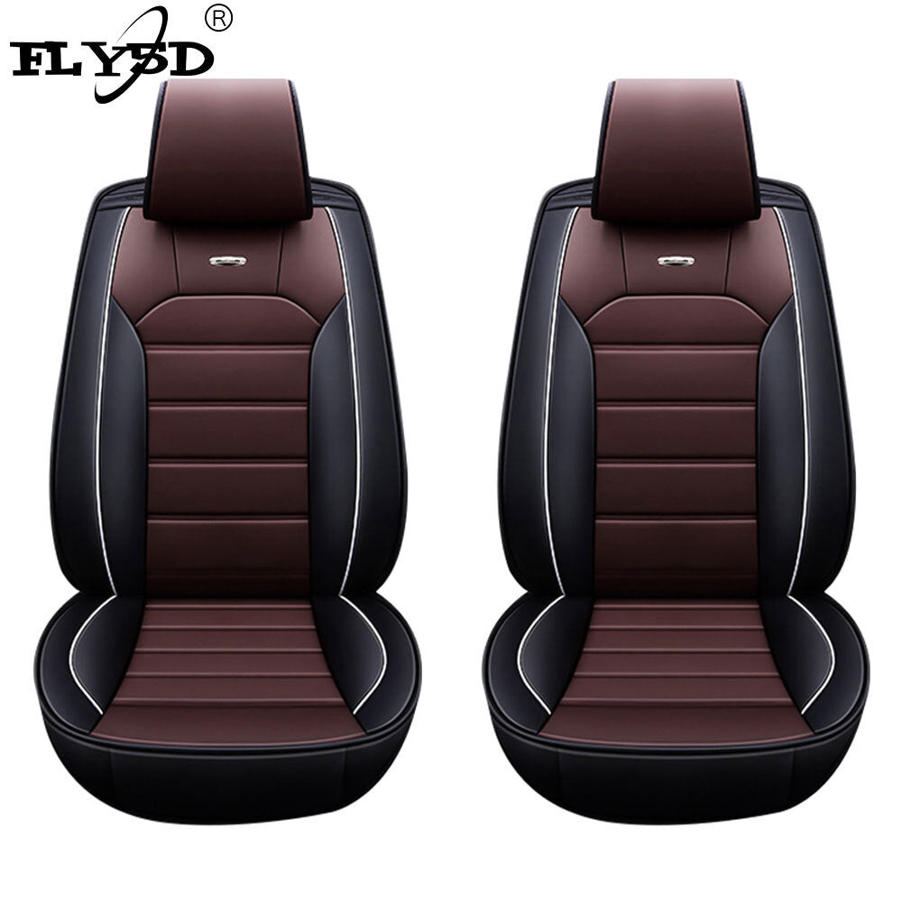 FLY5D 2022 New Leather Car Seat Cover Universal 2 Front Seat Protector，Brown