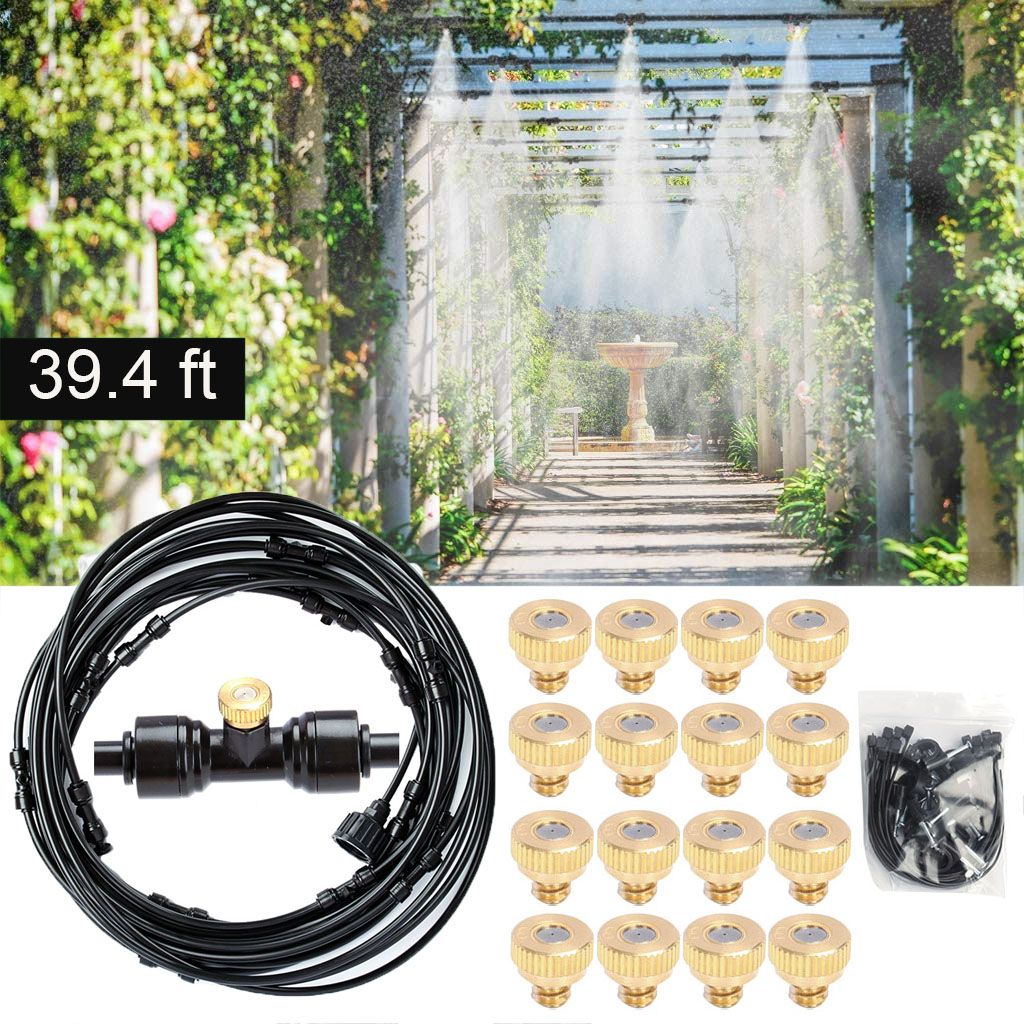 Deago 39.4ft (12 m) Outdoor Misting Cooling System Cooler Plants Watering Patio Water Mister Mist Nozzle For Patio Fan Garden Greenhouse Misting，Trampoline For Waterpark