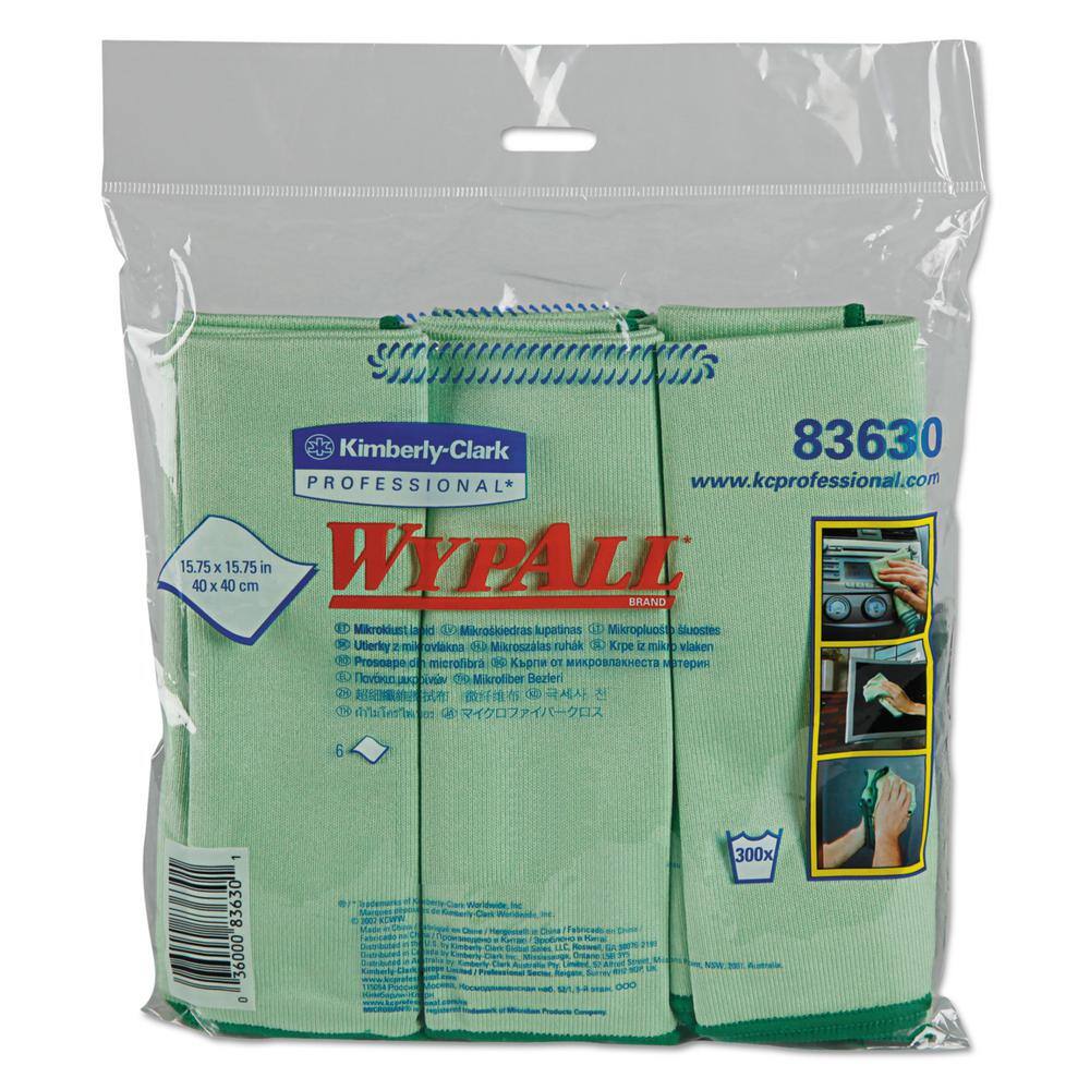 WYPALL 15 34 x 15 34 Microfiber Cloths Reusable Green (24 Per Carton) KCC83630CT