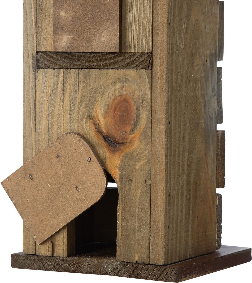 Glitzhome Two-Tiered Distressed Solid Wood Birdhouse with 3D Rustic Flowers