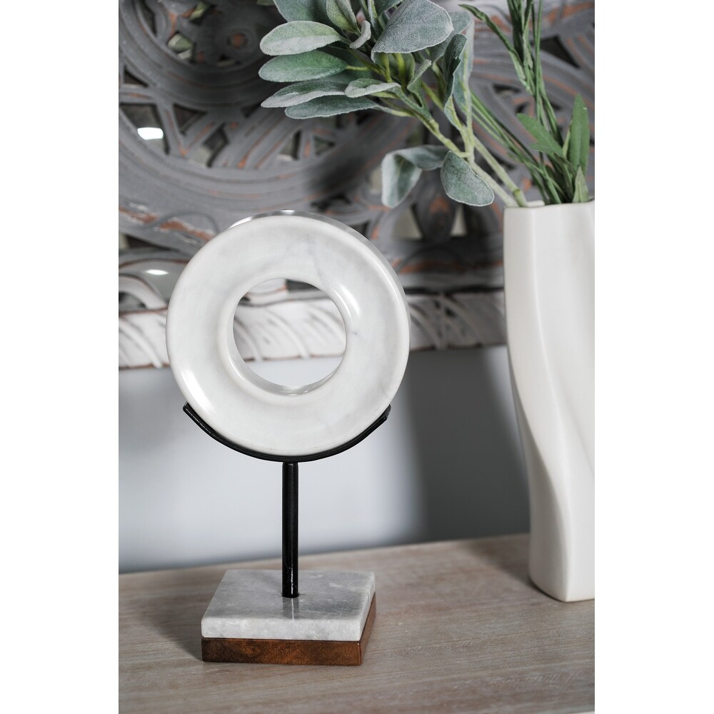 White Marble Modern Sculpture Round   6 x 4 x 11Round