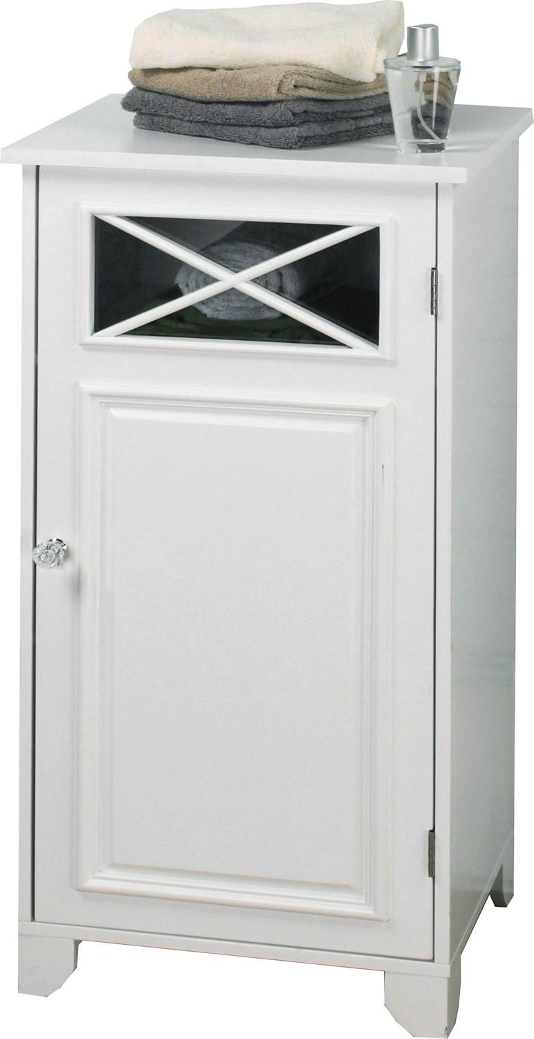 Teamson Home Dawson Wooden Floor Cabinet with Cross Molding， White