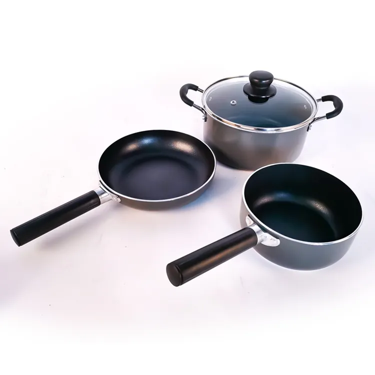 Hot sale OEM Hiking Picnic Aluminum pressed outdoor camping cookware set with detachable handles