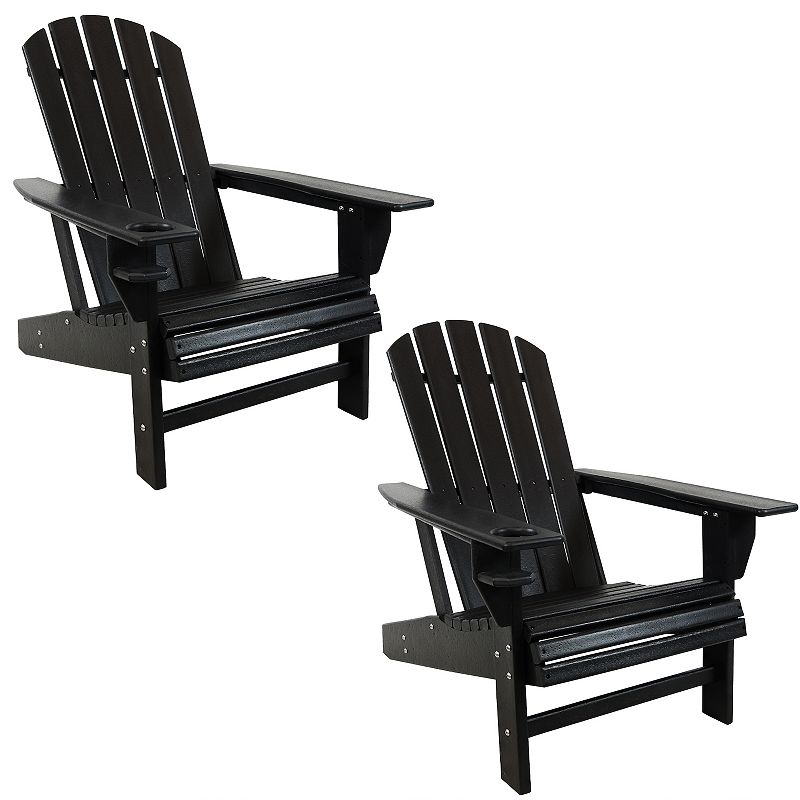 Sunnydaze Lake Style Adirondack Chair with Cup Holder - Set of 2