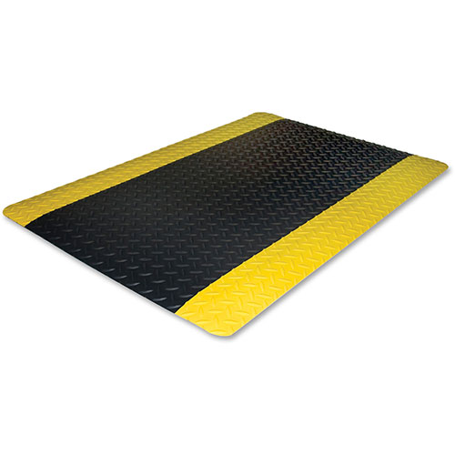 Genuine Joe Beveled Edge Anti-Fatigue Mat | 3' x 5'， Black and Yellow | GJO70364