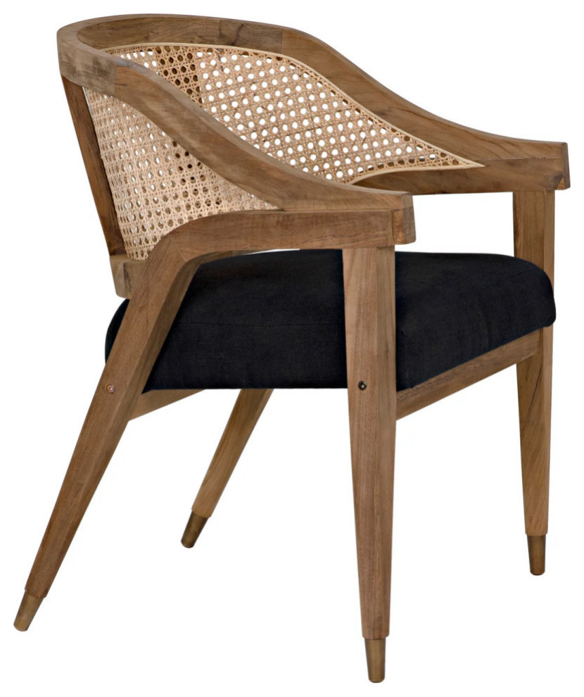 Eithan Chair  Teak  Caning  And Black Cotton   Modern   Armchairs And Accent Chairs   by Rustic Home Furniture Deco  Houzz