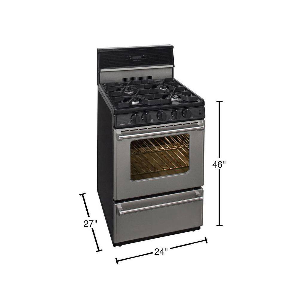 Premier ProSeries 24 in. 2.97 cu. ft. Freestanding Gas Range with Sealed Burners in Stainless Steel P24S3402PS