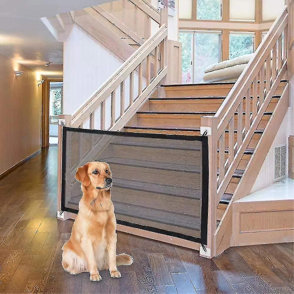 Large Dog Barriers， Magic Gate Foldable Dog Door Guard Door  Stair Guard_y